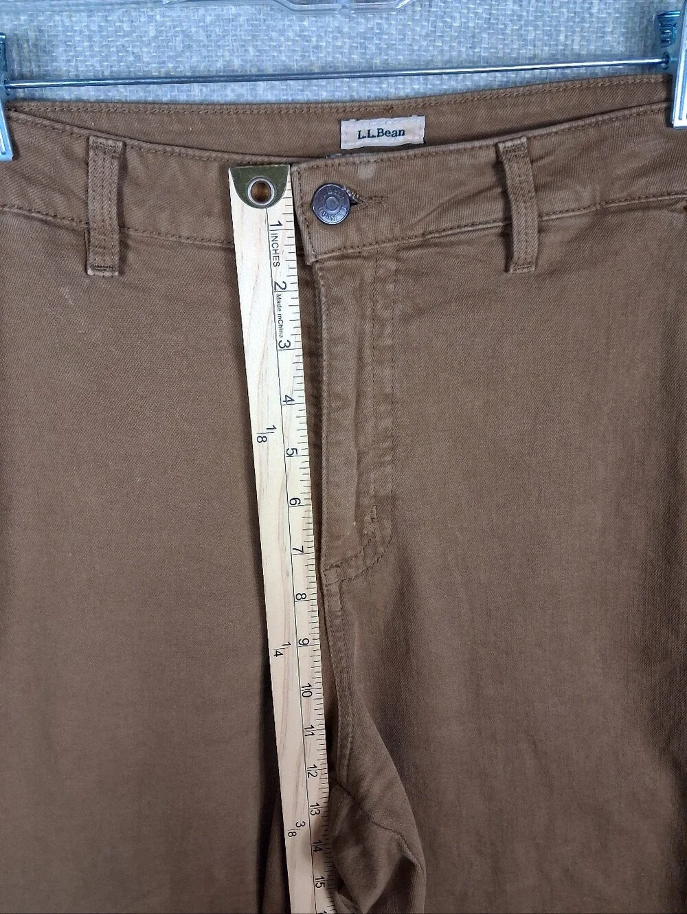 L.L.Bean Womens 207 Vintage Cotton Denim Wide-Leg Jeans High Rise Brown Size 16